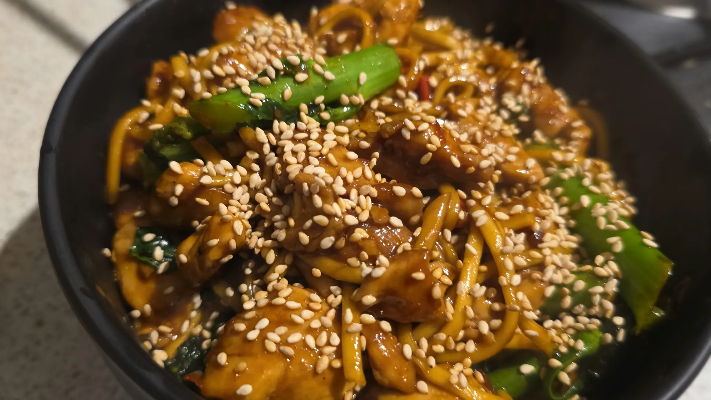 Chicken & broccoli Sichuan noodles